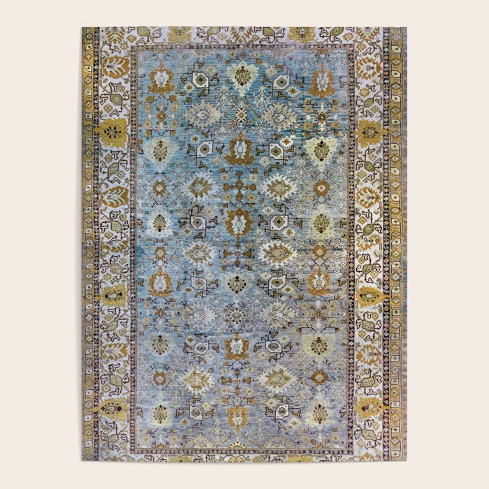 Antique Turkish Oushak Rug Cute Abstract Flowers Floral Pattern  Poster Gallery Image 4