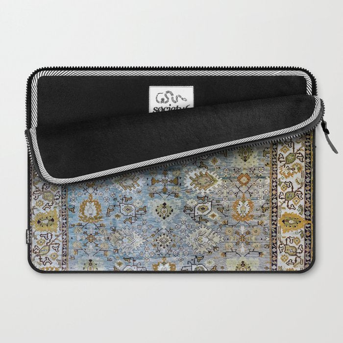 Antique Turkish Oushak Rug Cute Abstract Flowers Floral Pattern  Laptop Sleeve Gallery Image 2