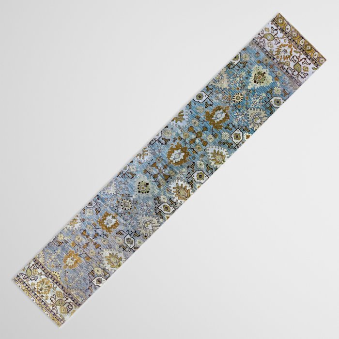 Antique Turkish Oushak Rug Cute Abstract Flowers Floral Pattern  Table Runner Gallery Image 3