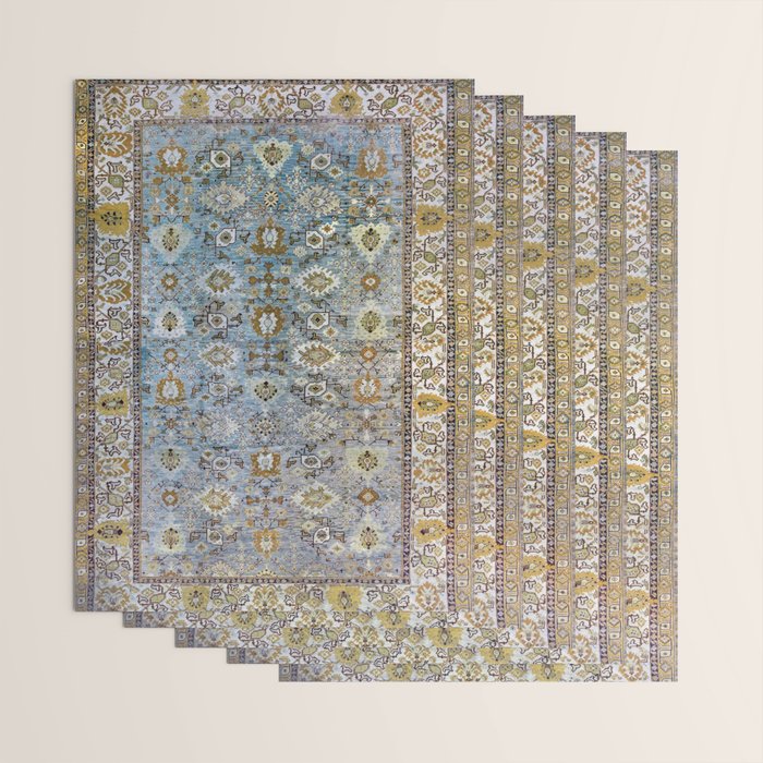 Antique Turkish Oushak Rug Cute Abstract Flowers Floral Pattern  Wrapping Paper Gallery Image 3