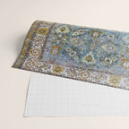 Antique Turkish Oushak Rug Cute Abstract Flowers Floral Pattern  Wrapping Paper Gallery Image 2
