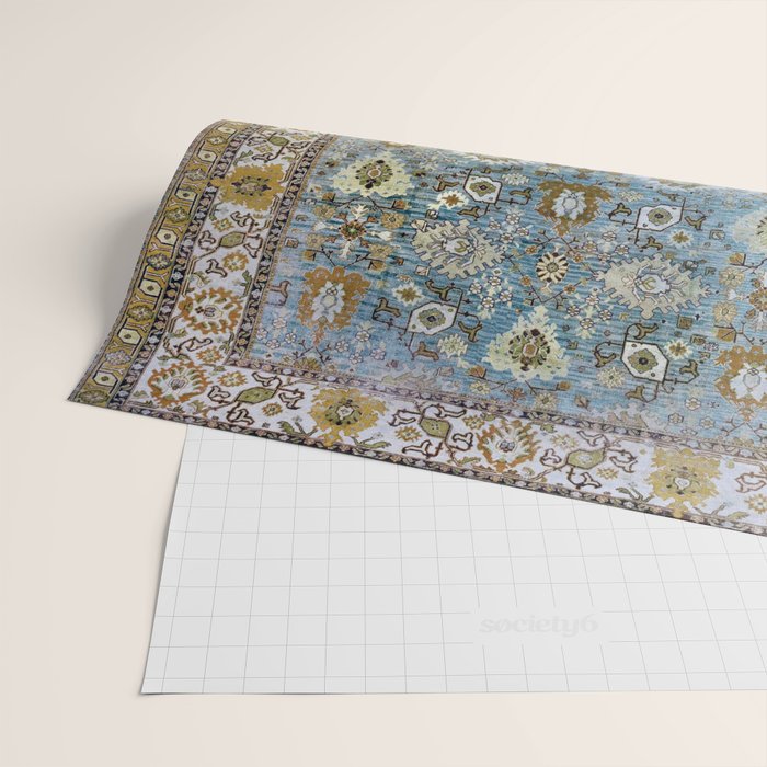 Antique Turkish Oushak Rug Cute Abstract Flowers Floral Pattern  Wrapping Paper Gallery Image 2