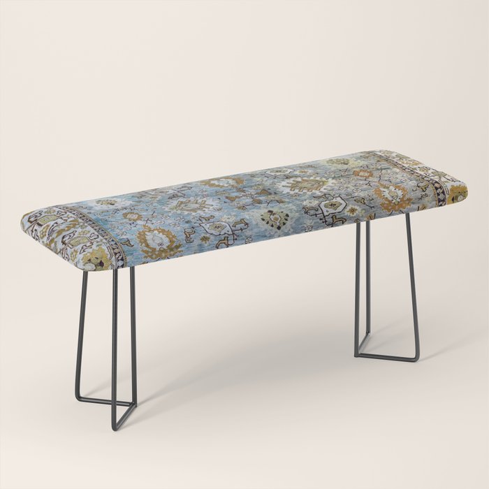 Antique Turkish Oushak Rug Cute Abstract Flowers Floral Pattern  Bench Gallery Image 1