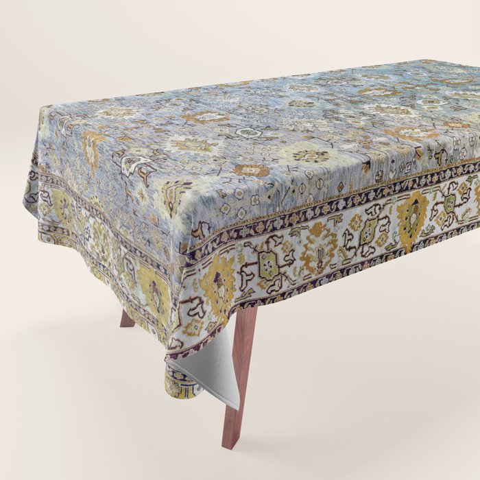 Antique Turkish Oushak Rug Cute Abstract Flowers Floral Pattern  Tablecloth Gallery Image 1