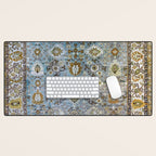 Antique Turkish Oushak Rug Cute Abstract Flowers Floral Pattern  Desk Mat Gallery Image 1