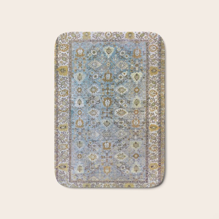 Antique Turkish Oushak Rug Cute Abstract Flowers Floral Pattern  Bath Mat Gallery Image 1