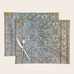 Antique Turkish Oushak Rug Cute Abstract Flowers Floral Pattern  Placemat Gallery Image 1