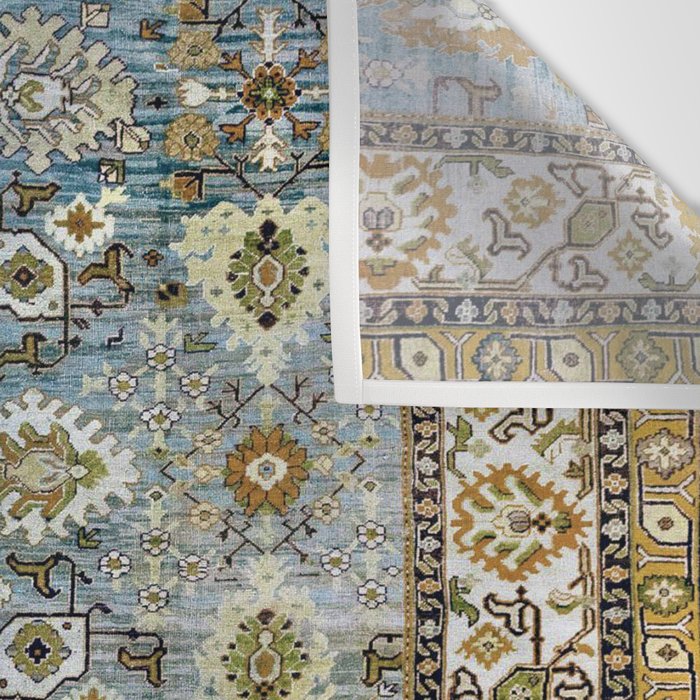Antique Turkish Oushak Rug Cute Abstract Flowers Floral Pattern  Wall Tapestry Gallery Image 3