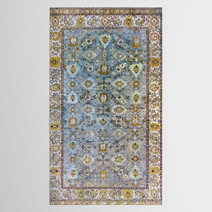 Antique Turkish Oushak Rug Cute Abstract Flowers Floral Pattern  Tablecloth Gallery Image 2