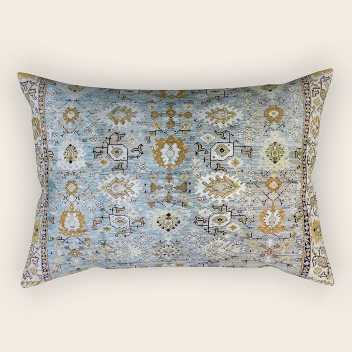Antique Turkish Oushak Rug Cute Abstract Flowers Floral Pattern  Rectangular Pillow Gallery Image 2