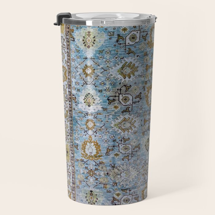 Antique Turkish Oushak Rug Cute Abstract Flowers Floral Pattern  Travel Mug Gallery Image 3