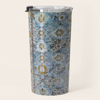 Antique Turkish Oushak Rug Cute Abstract Flowers Floral Pattern  Travel Mug Gallery Image 3