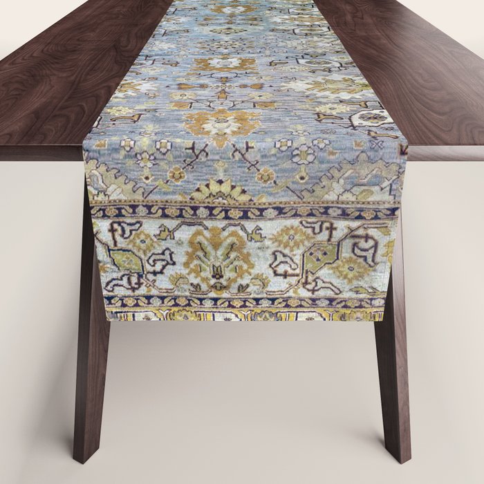 Antique Turkish Oushak Rug Cute Abstract Flowers Floral Pattern  Table Runner Gallery Image 1