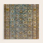 Antique Turkish Oushak Rug Cute Abstract Flowers Floral Pattern  Wood Wall Art Gallery Image 1