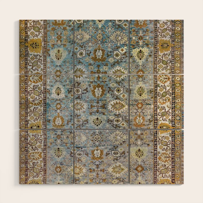 Antique Turkish Oushak Rug Cute Abstract Flowers Floral Pattern  Wood Wall Art Gallery Image 1