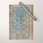 Antique Turkish Oushak Rug Cute Abstract Flowers Floral Pattern  Wrapping Paper Gallery Image 1