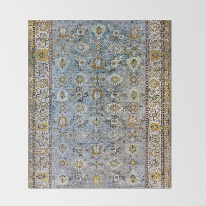 Antique Turkish Oushak Rug Cute Abstract Flowers Floral Pattern  Throw Blanket Gallery Image 2