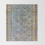 Antique Turkish Oushak Rug Cute Abstract Flowers Floral Pattern  Throw Blanket Gallery Image 2
