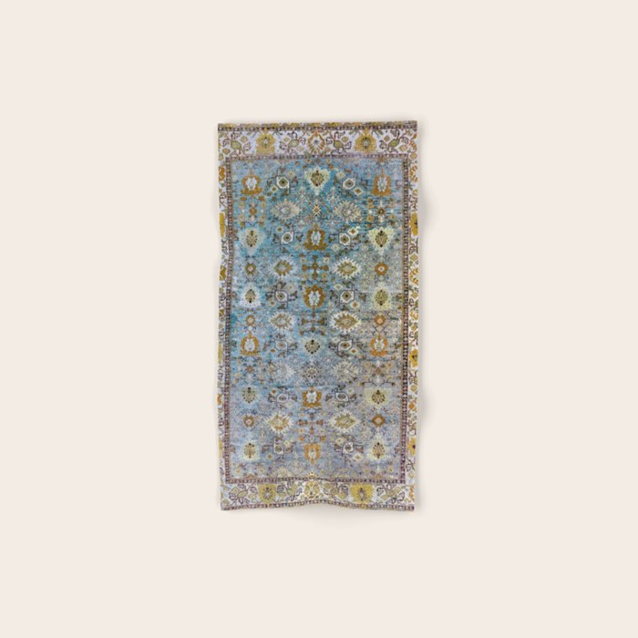 Antique Turkish Oushak Rug Cute Abstract Flowers Floral Pattern  Bath Towel Gallery Image 1