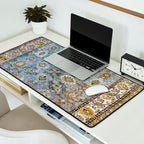 Antique Turkish Oushak Rug Cute Abstract Flowers Floral Pattern  Desk Mat Gallery Image 2