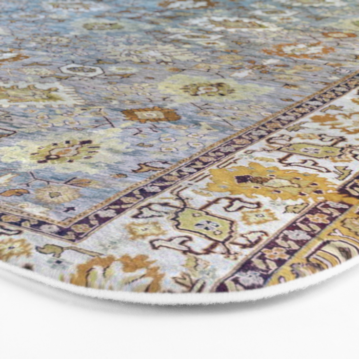 Antique Turkish Oushak Rug Cute Abstract Flowers Floral Pattern  Bath Mat Gallery Image 3