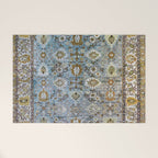 Antique Turkish Oushak Rug Cute Abstract Flowers Floral Pattern  Welcome Mat Gallery Image 1