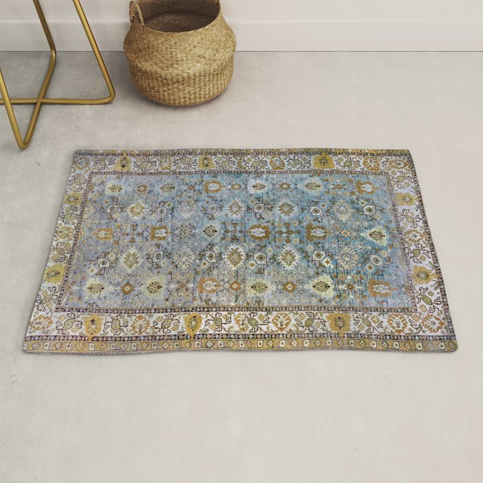 Antique Turkish Oushak Rug Cute Abstract Flowers Floral Pattern  Rug Gallery Image 1
