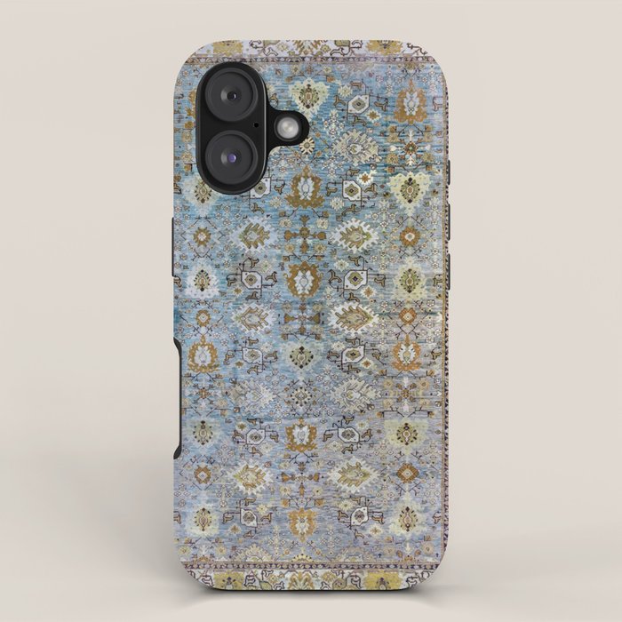 Antique Turkish Oushak Rug Cute Abstract Flowers Floral Pattern  iPhone Case Gallery Image 1