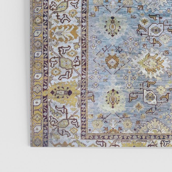 Antique Turkish Oushak Rug Cute Abstract Flowers Floral Pattern  Poster Gallery Image 3