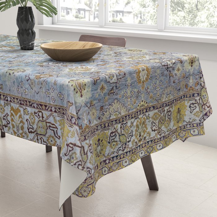 Antique Turkish Oushak Rug Cute Abstract Flowers Floral Pattern  Tablecloth Gallery Image 3