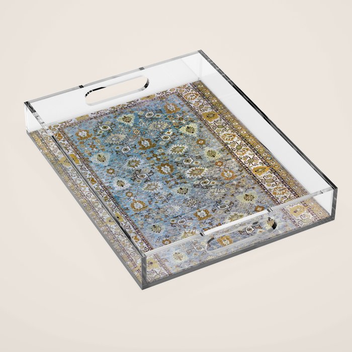 Antique Turkish Oushak Rug Cute Abstract Flowers Floral Pattern  Acrylic Tray Gallery Image 1
