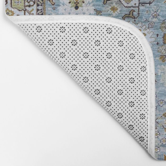 Antique Turkish Oushak Rug Cute Abstract Flowers Floral Pattern  Bath Mat Gallery Image 2