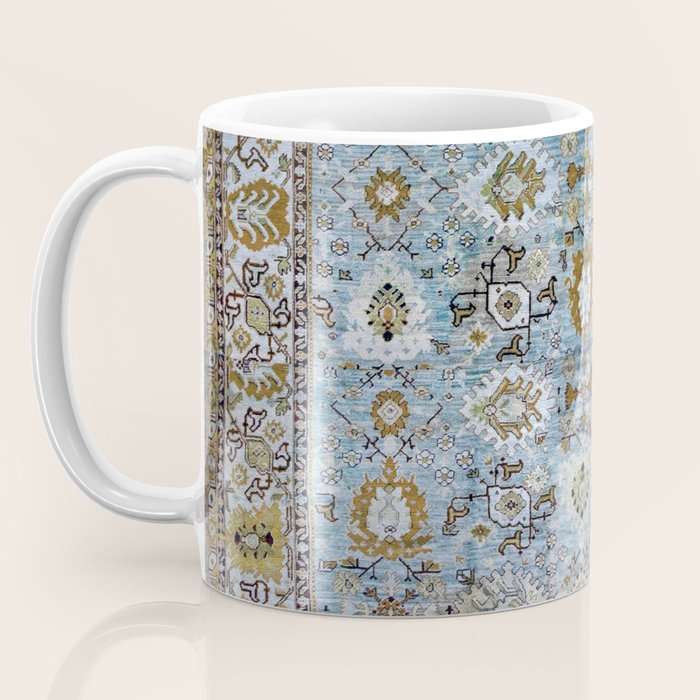 Antique Turkish Oushak Rug Cute Abstract Flowers Floral Pattern  Coffee Mug Gallery Image 3