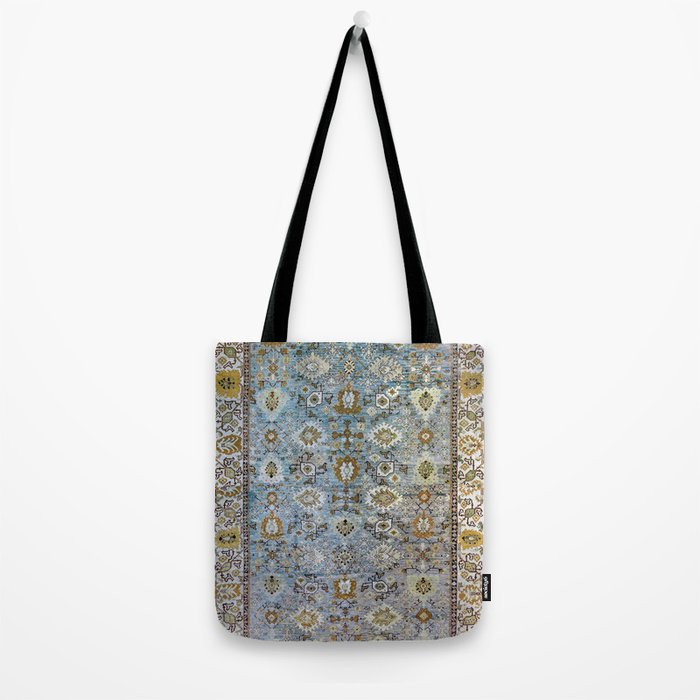 Antique Turkish Oushak Rug Cute Abstract Flowers Floral Pattern  Tote Bag Gallery Image 2
