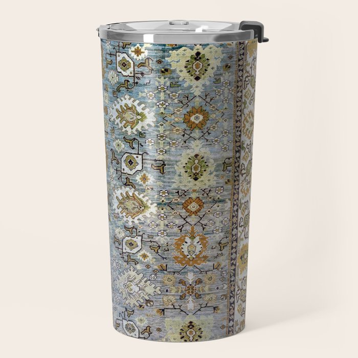 Antique Turkish Oushak Rug Cute Abstract Flowers Floral Pattern  Travel Mug Gallery Image 2
