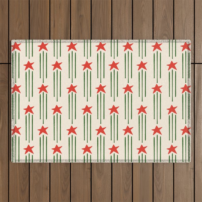 Christmas Stars - Red and Green  Outdoor Rug Gallery Image 1