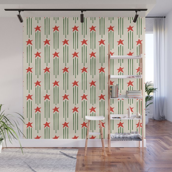 Christmas Stars - Red and Green  Wall Mural Gallery Image 1