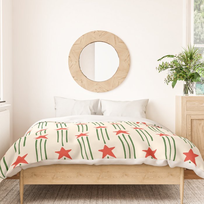 Christmas Stars - Red and Green  Duvet Cover Gallery Image 3