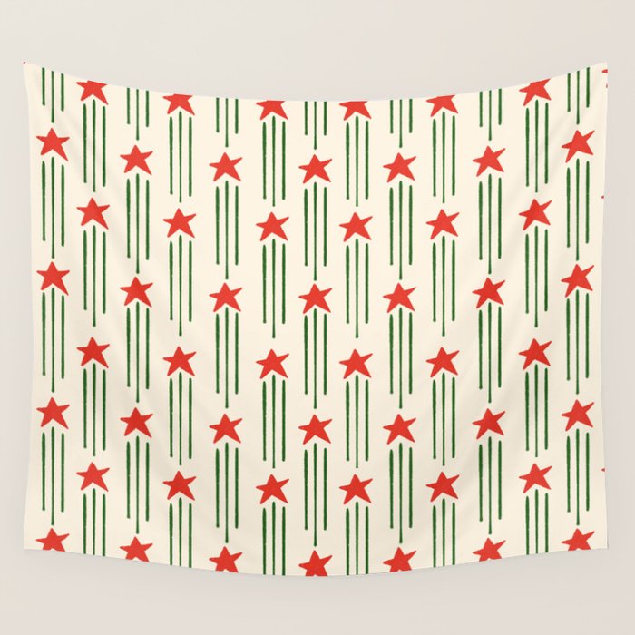 Christmas Stars - Red and Green  Wall Tapestry Gallery Image 4