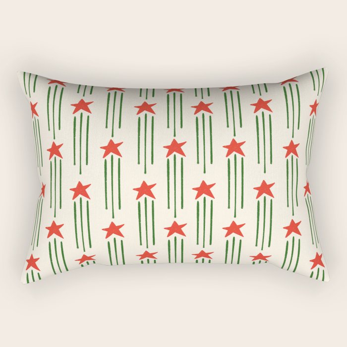Christmas Stars - Red and Green  Rectangular Pillow Gallery Image 1