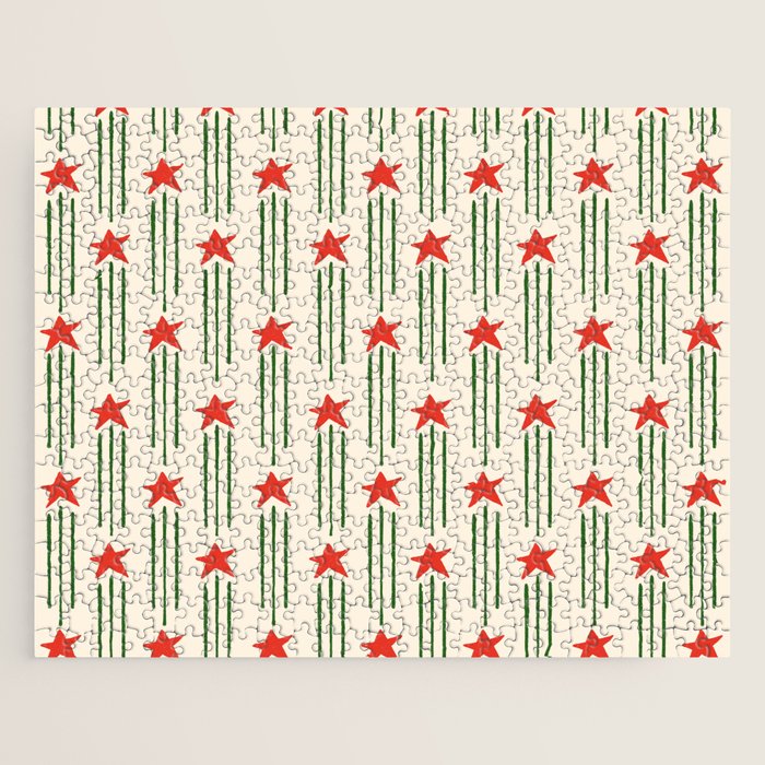 Christmas Stars - Red and Green  Jigsaw Puzzle Gallery Image 1