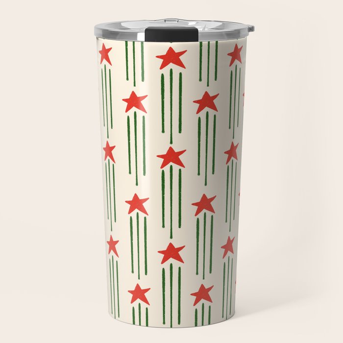 Christmas Stars - Red and Green  Travel Mug Gallery Image 1
