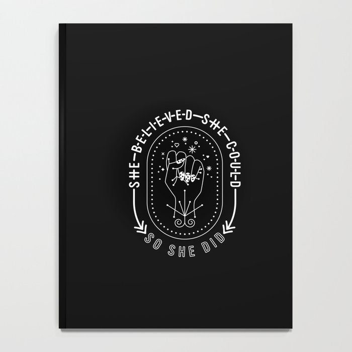 She Believed She Could So She Did â White Ink on Black Notebook Gallery Image 4