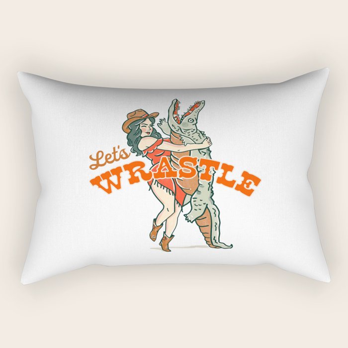 Let's Wrastle Cowgirl Rectangular Pillow Gallery Image 2