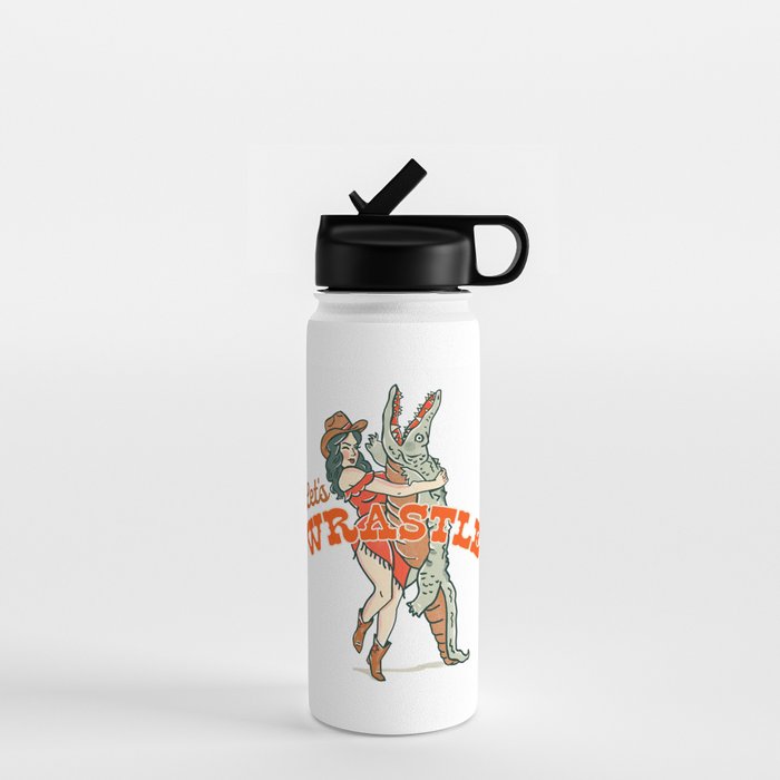 Let's Wrastle Cowgirl Water Bottle Gallery Image 1