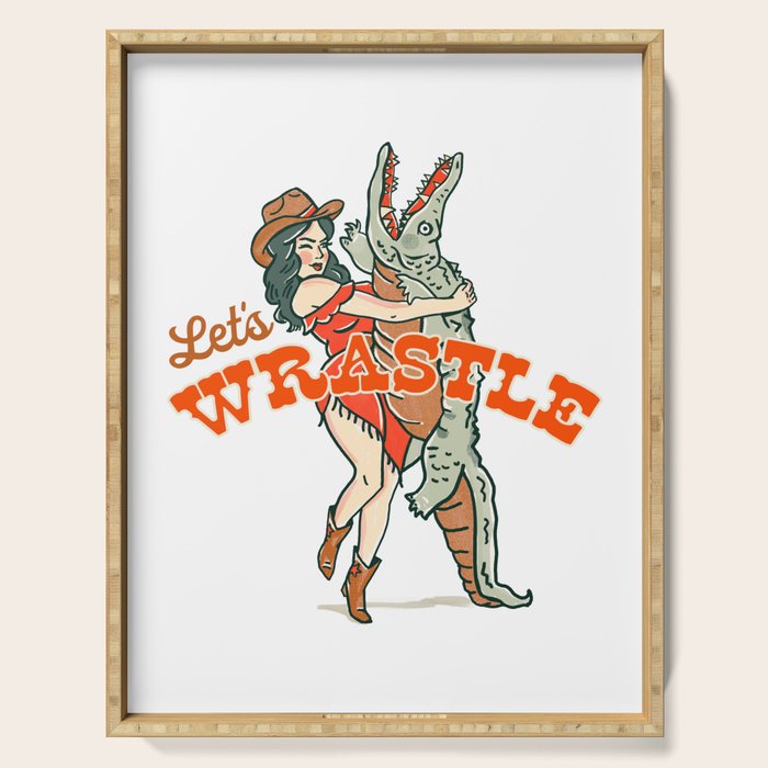 Let's Wrastle Cowgirl Serving Tray Gallery Image 1