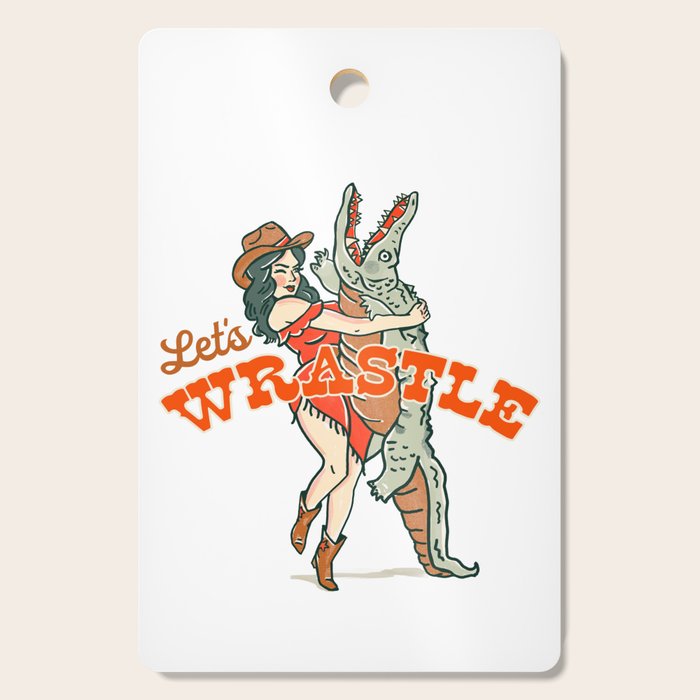 Let's Wrastle Cowgirl Cutting Board Gallery Image 1
