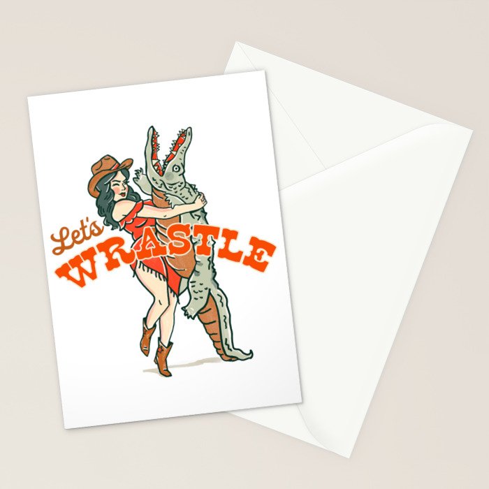 Let's Wrastle Cowgirl Stationery Card Gallery Image 2