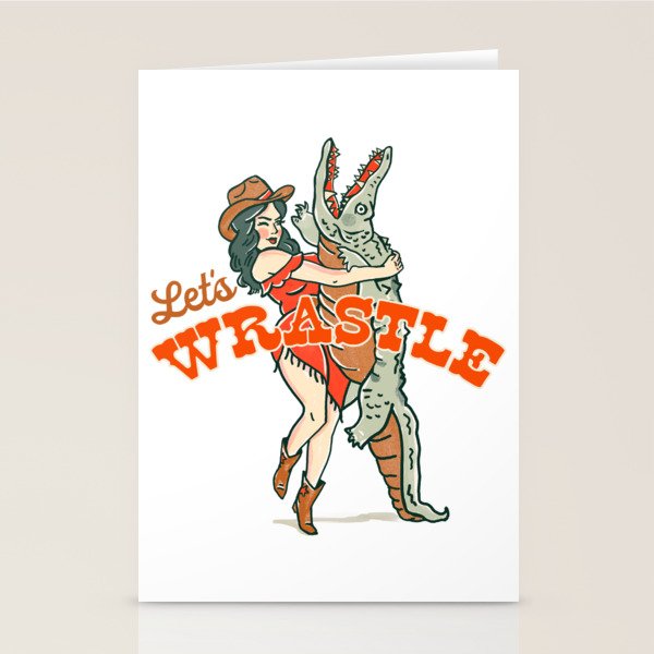 Let's Wrastle Cowgirl Stationery Card Gallery Image 1