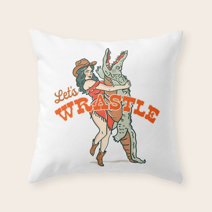 Let's Wrastle Cowgirl Throw Pillow Gallery Image 6